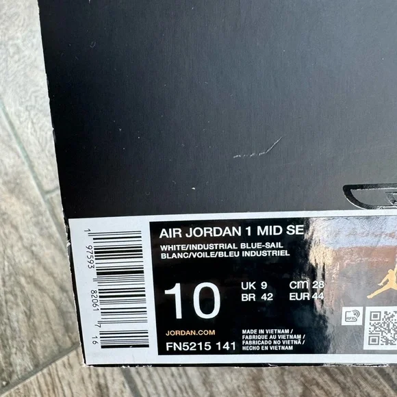 Brand New Air Jordan 1 Mid Men’s Sneakers “Industrial Blue” - Picture 10 of 12